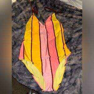 Aerie striped cheeky one piece suit